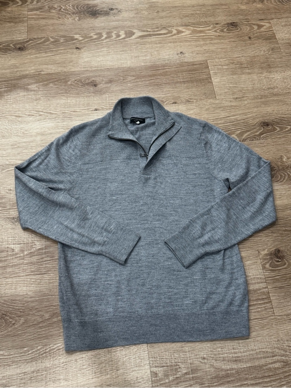 Banana Republic Men’s Merino Wool Quarter Zip Sweater Gray L